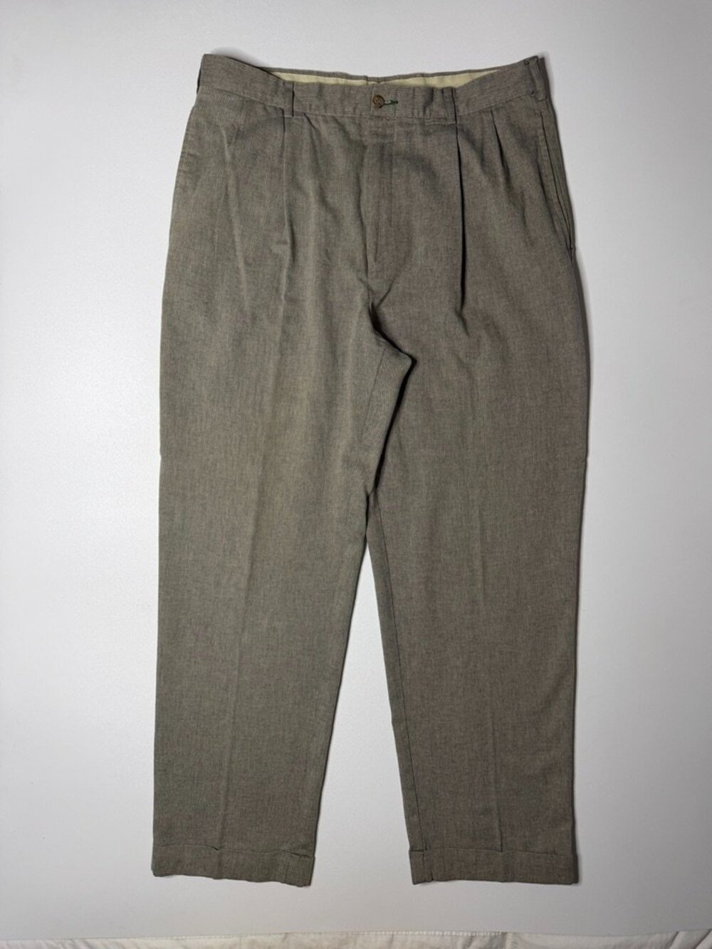 Vintage Tommy Hilfiger Pant Mens 34X29 Gray Double Pleated Cuffed Trousers